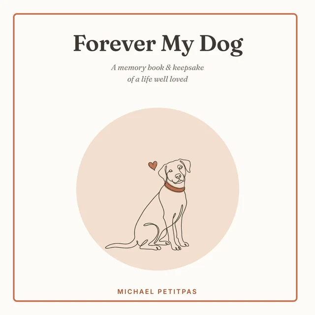 Forever My Dog cover — minimal line-art illustration of a dog with a small heart