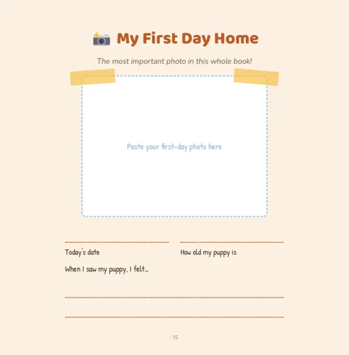 My First Day Home photo keepsake page
